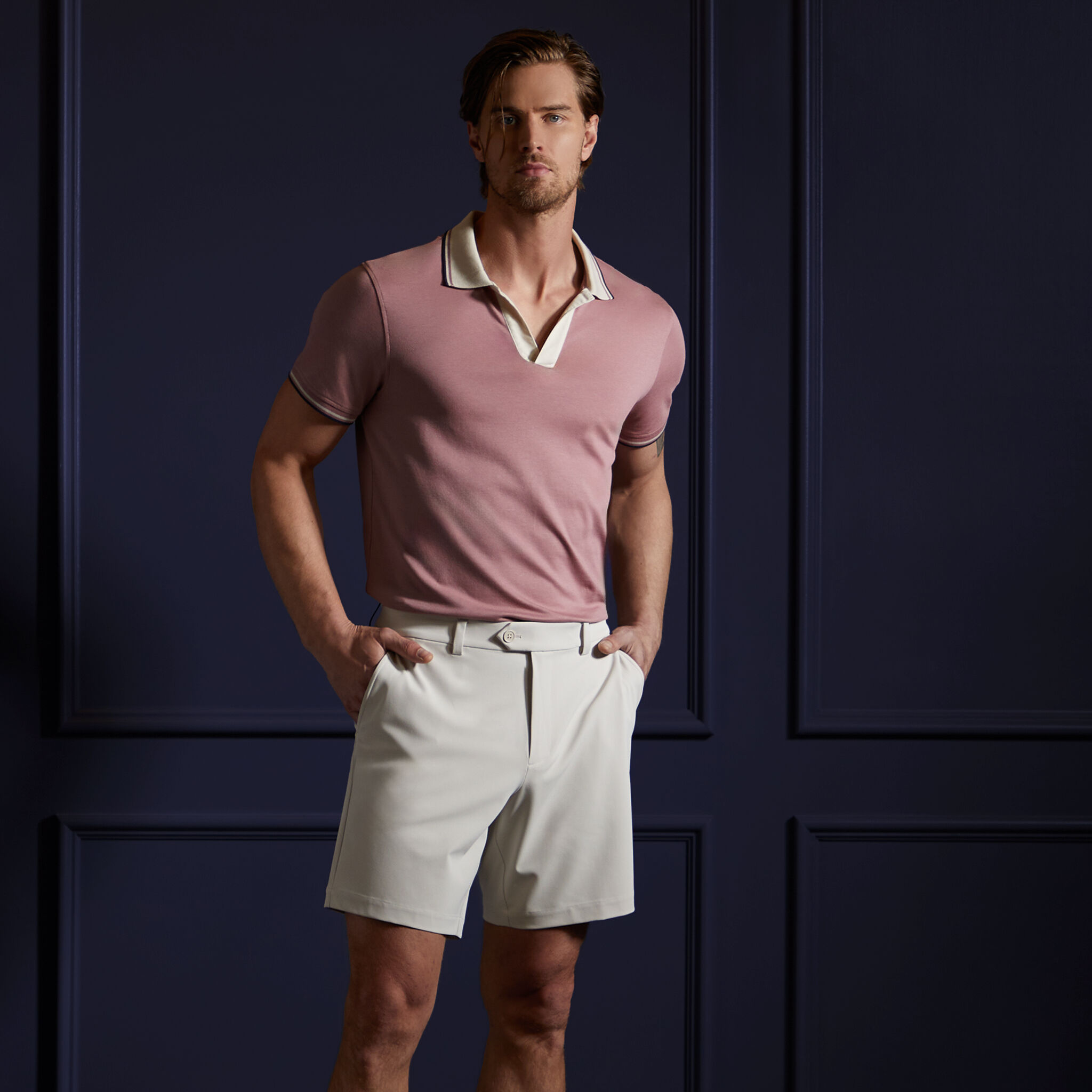 G/FORE X MR P. ITALIAN LUXE COTTON BLEND JOHNNY COLLAR POLO