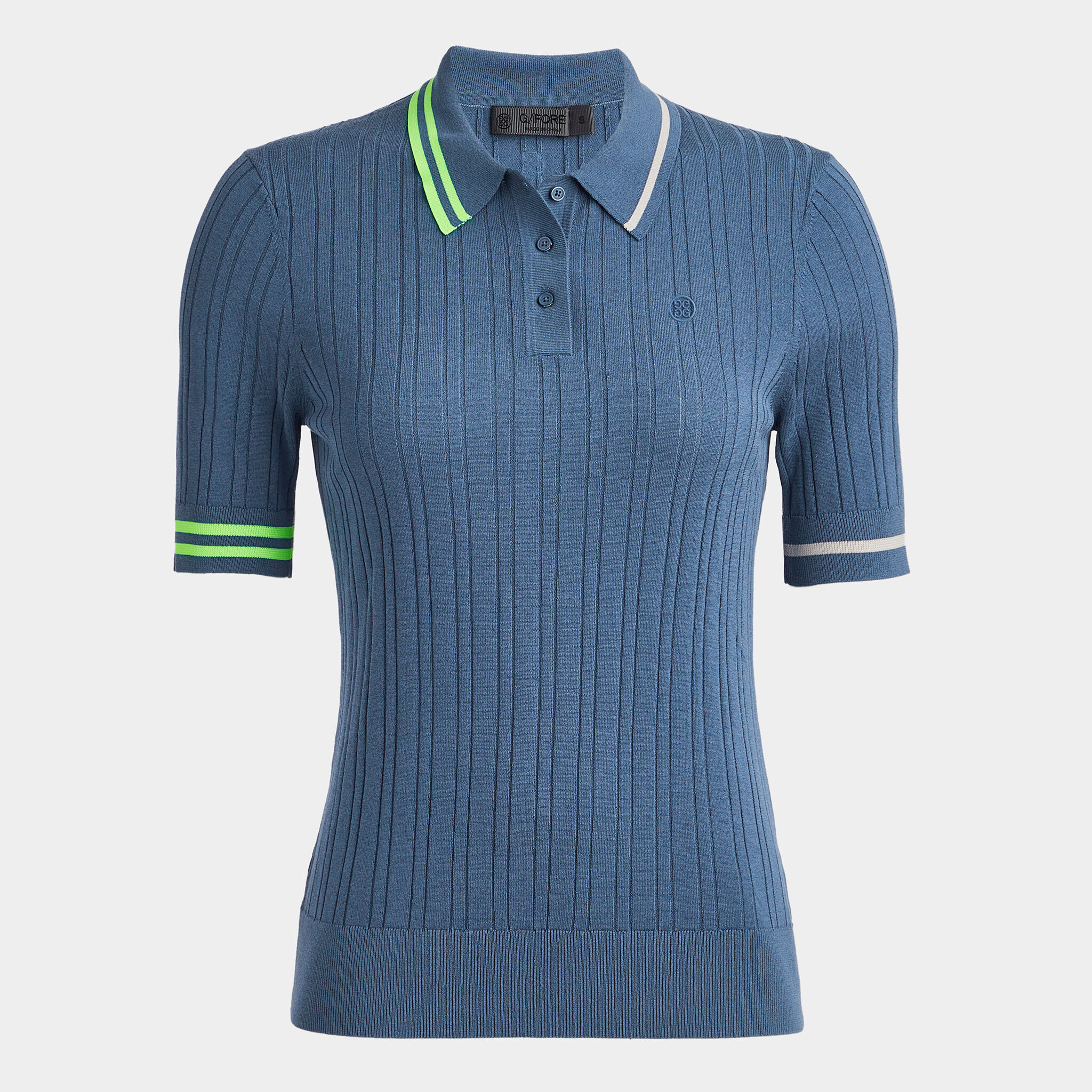 COTTON BLEND RIBBED SHORT SLEEVE SWEATER POLO G FORE