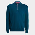 CONTRAST V NECK MERINO WOOL QUARTER ZIP SWEATER image number 1