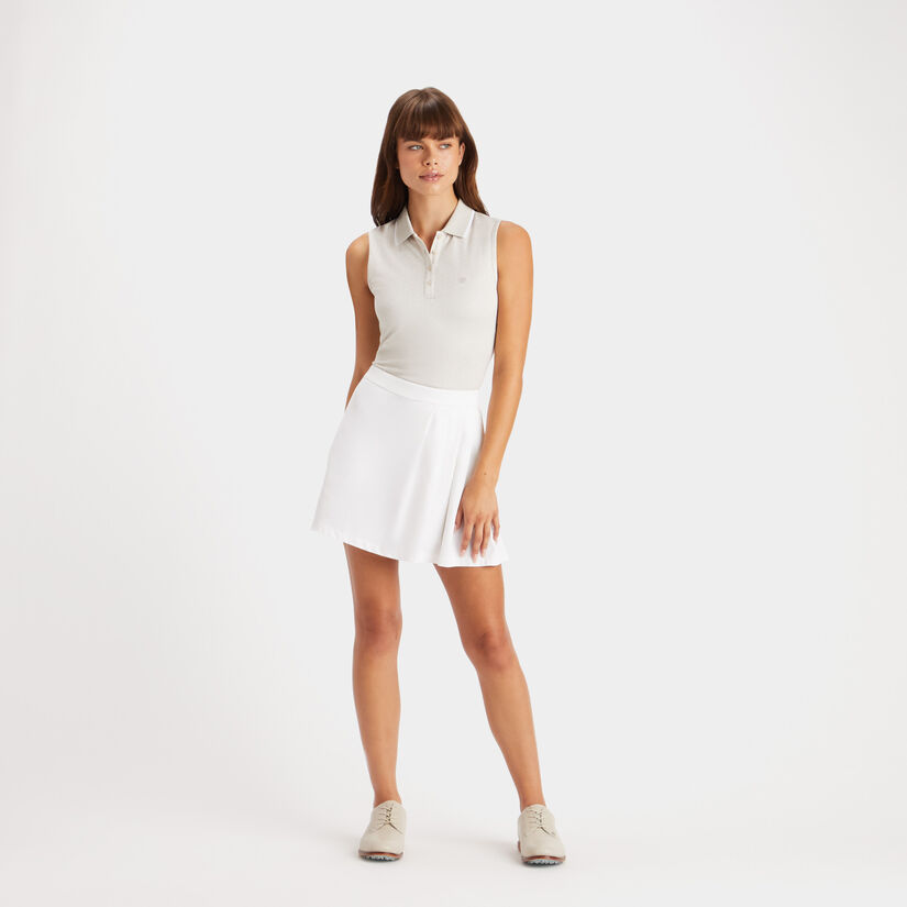 POLKA DOT JACQUARD PLEATED COLLAR SLEEVELESS POLO image number 4