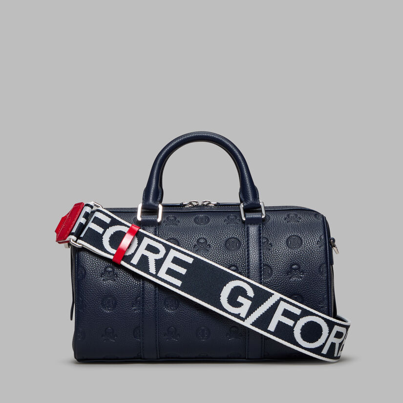 EMBOSSED SKULL & TEES LEATHER MINI DUFFEL CART BAG image number 1