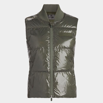 CIRCLE G'S COATED NYLON QUILTED PUFFER VEST