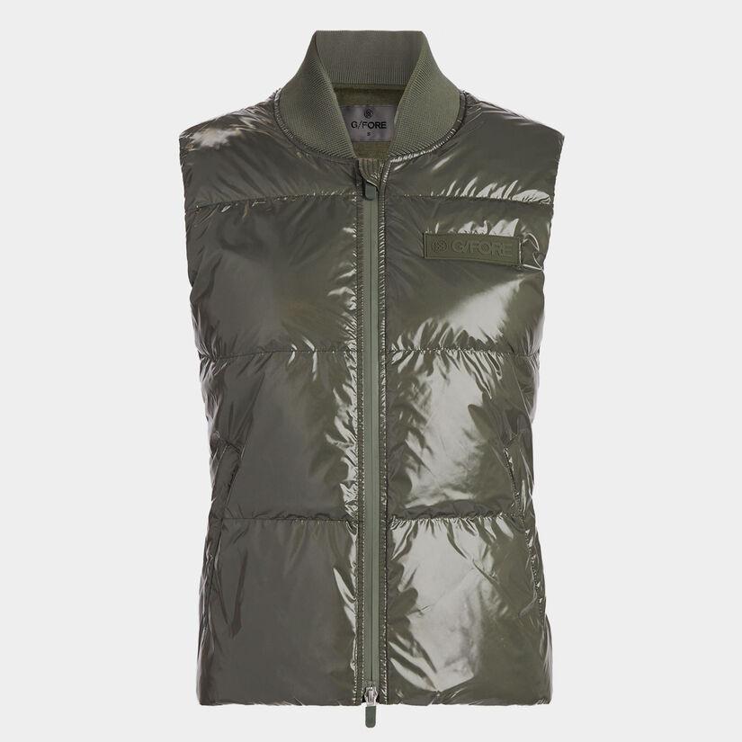 CIRCLE G'S COATED NYLON QUILTED PUFFER VEST image number 1