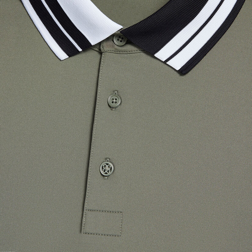 CONTRAST STRIPED COLLAR TECH JERSEY BANDED SLEEVE POLO image number 5