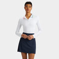 RIB PLEATED CONTRAST COLLAR SILKY TECH NYLON LONG SLEEVE POLO image number 3