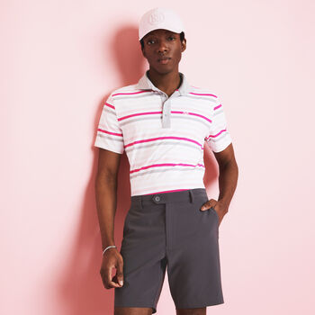 FAVOURITE STRIPE TECH JERSEY MODERN SPREAD COLLAR POLO