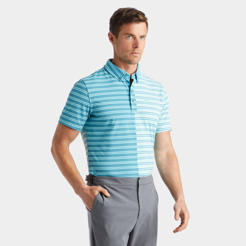 SPLIT STRIPE CONTRAST TECH JERSEY POLO image number 3