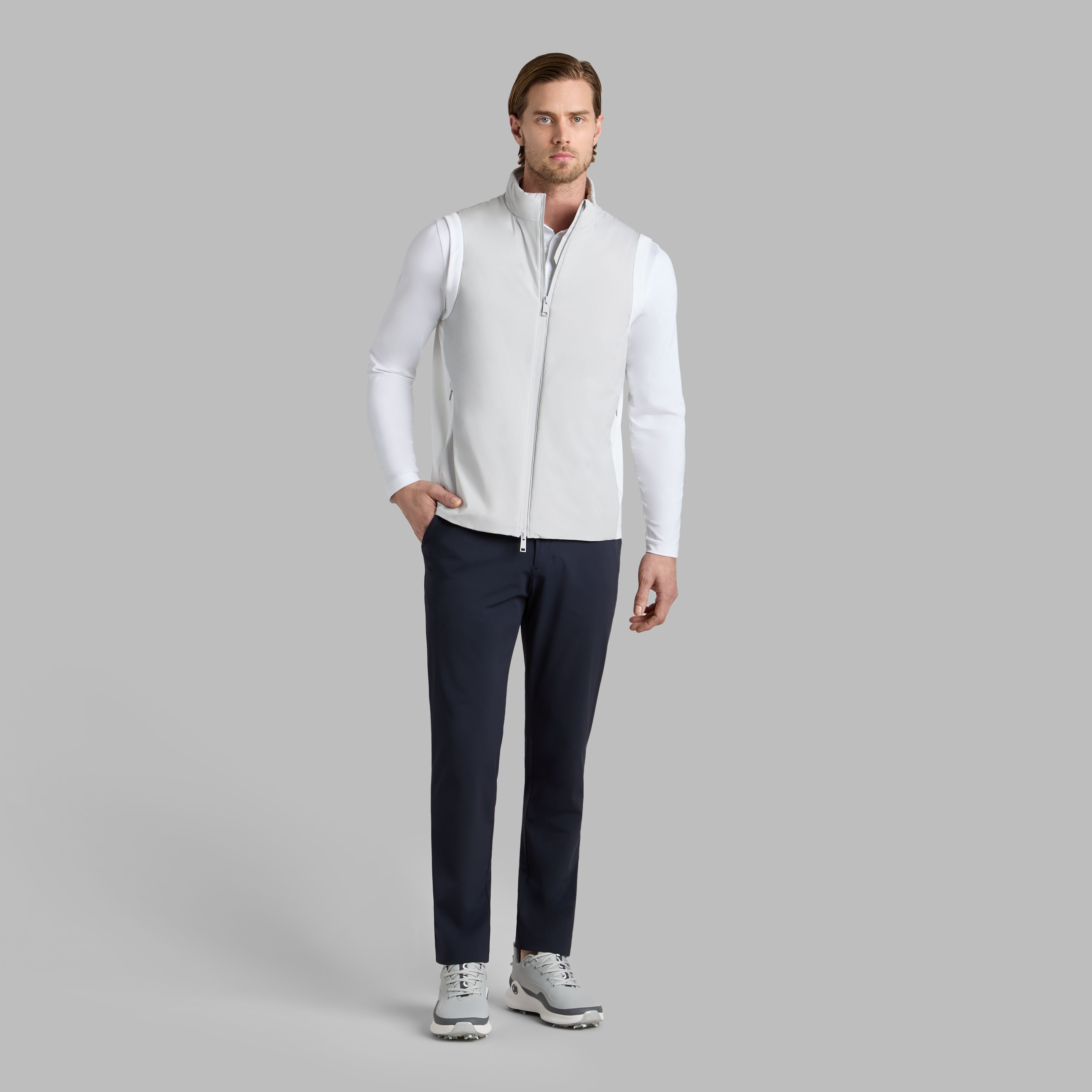 MEN’S HYBRID DOWN VEST BRIEFING L ホワイト BRIEFING ダウンベスト ベスト 「BRIEFING GOLF／ブリーフィング