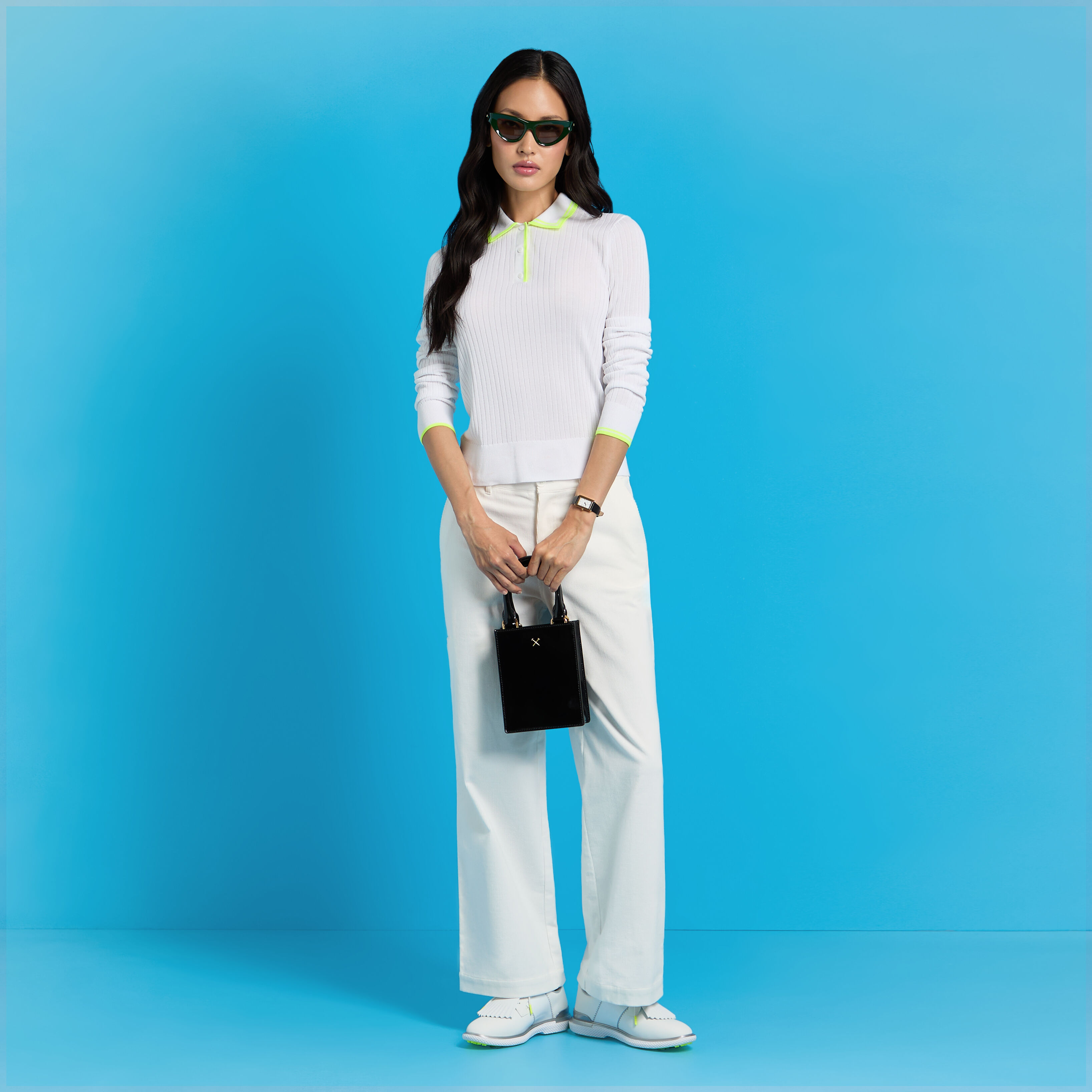 トップス BOUTIQUE LONG SLEEVE KNIT POLO SHIRT RIBBED KNIT LONG SLEEVE POLO SWEATER | WOMEN'S TOPS | G/FORE