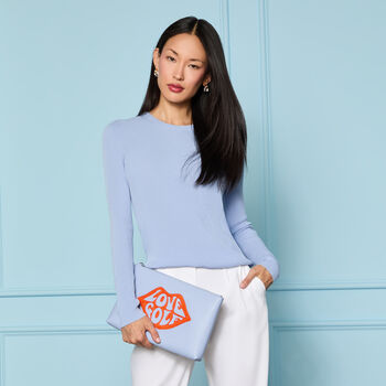 COTTON BLEND RIB KNIT FITTED TOP - Alternate Image 1