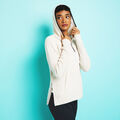 WAFFLE STITCH MERINO WOOL HOODED QUARTER ZIP SWEATER image number 2