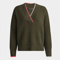 CHUNKY RIB MERINO WOOL RELAXED FIT V NECK SWEATER image number 1