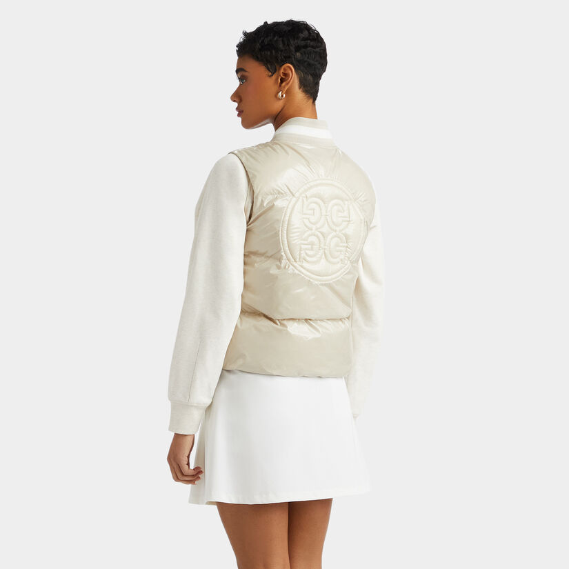 CIRCLE G'S COATED NYLON QUILTED PUFFER VEST image number 5