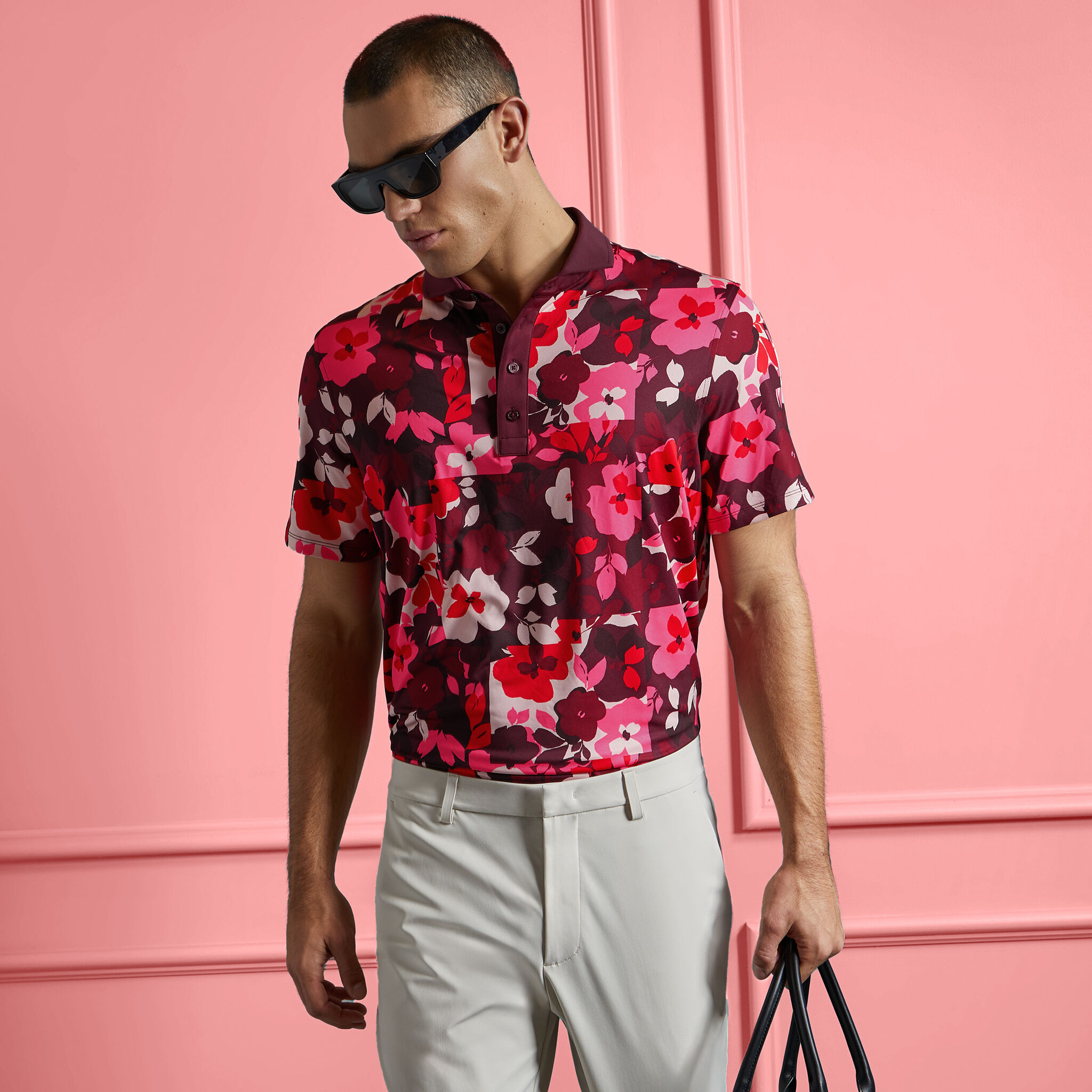 PATCHWORK FLORAL TECH JERSEY POLO MEN S POLO SHIRTS G FORE