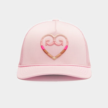 STRIPED HEART G'S INTERLOCK KNIT TRUCKER HAT