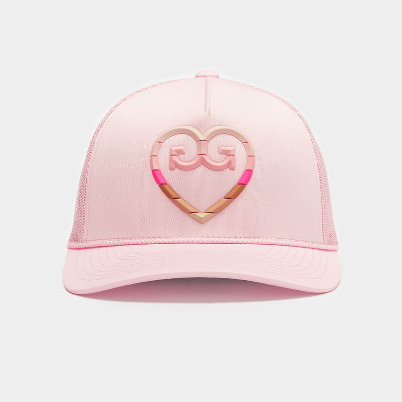 STRIPED HEART G'S INTERLOCK KNIT TRUCKER HAT image number 2