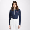 LIMITED EDITION U.S. OPEN FEATHERWEIGHT SILKY TECH NYLON QUARTER ZIP POLO image number 3