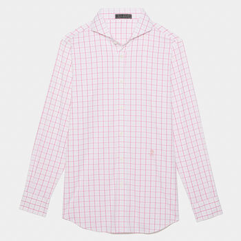 TATTERSALL PLAID MODERN SPREAD COLLAR NYLON WOVEN SLIM FIT SHIRT