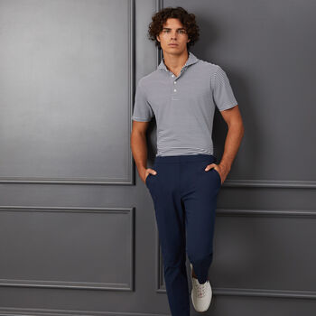 FEEDER STRIPE MODERN SPREAD COLLAR TECH PIQUÉ SLIM FIT POLO