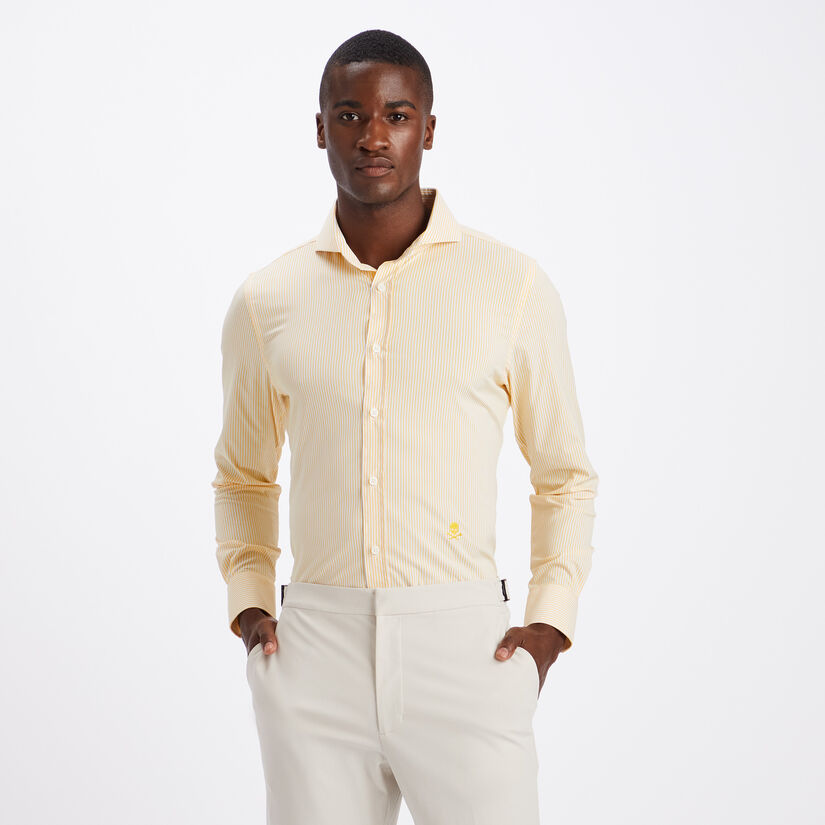 CLASSIC STRIPE MODERN SPREAD COLLAR NYLON WOVEN SLIM FIT SHIRT image number 3