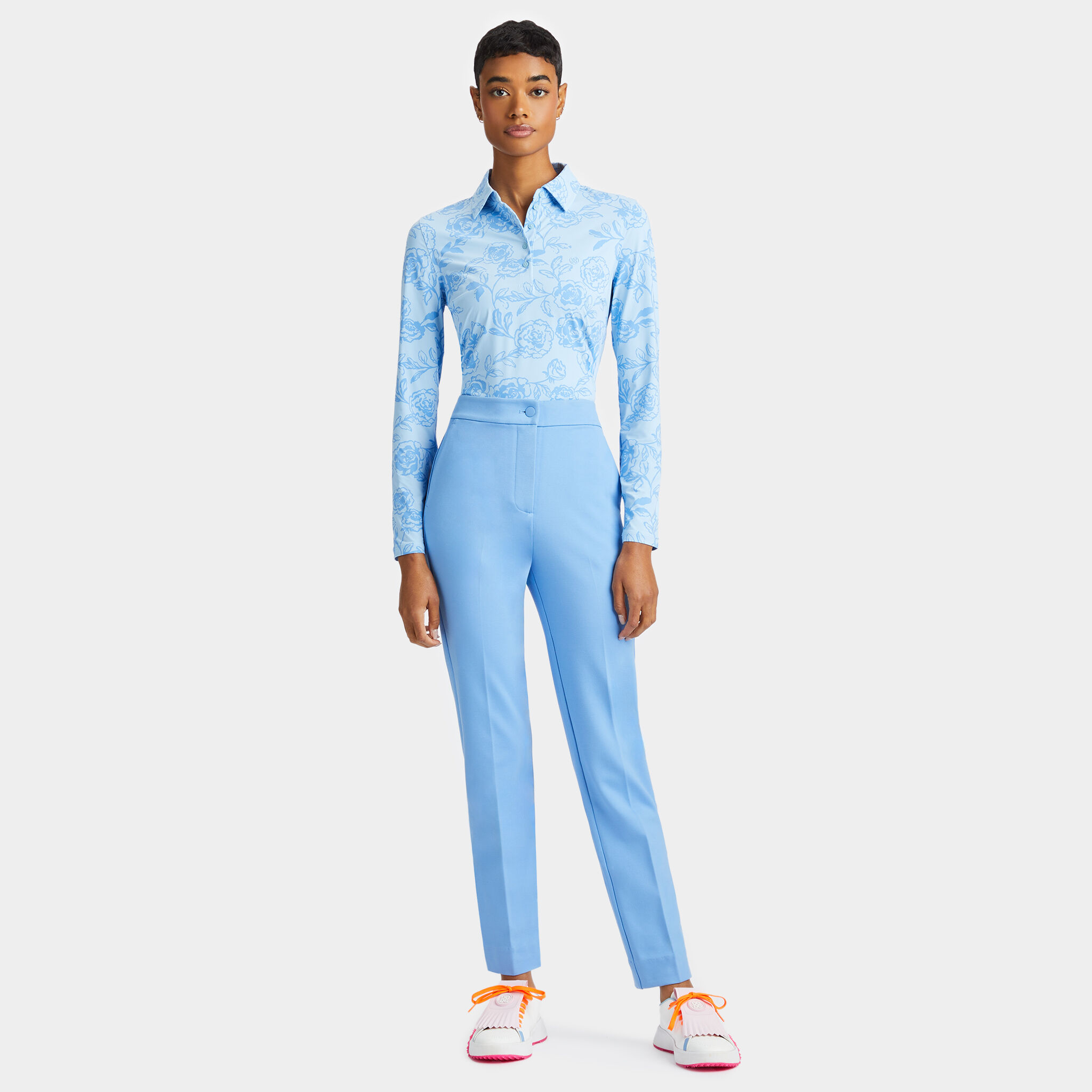 PEONY SKETCH SILKY TECH NYLON LONG SLEEVE POLO WOMEN S POLO