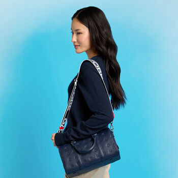 EMBOSSED SKULL & TEES LEATHER MINI DUFFEL CART BAG