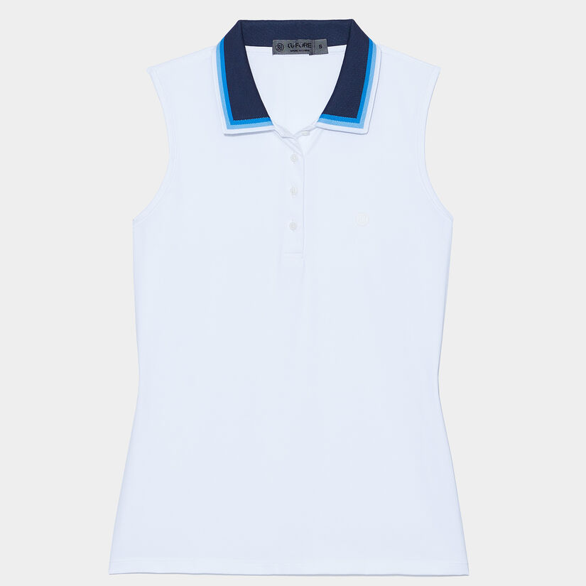 GRADIENT COLLAR SILKY TECH NYLON SLEEVELESS POLO image number 1