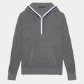 HOODED WAFFLE STITCH MERINO WOOL QUARTER ZIP SWEATER image number 1
