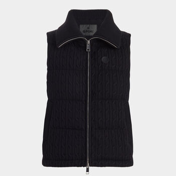 CABLE-KNIT WOOL BLEND DOWN PUFFER VEST