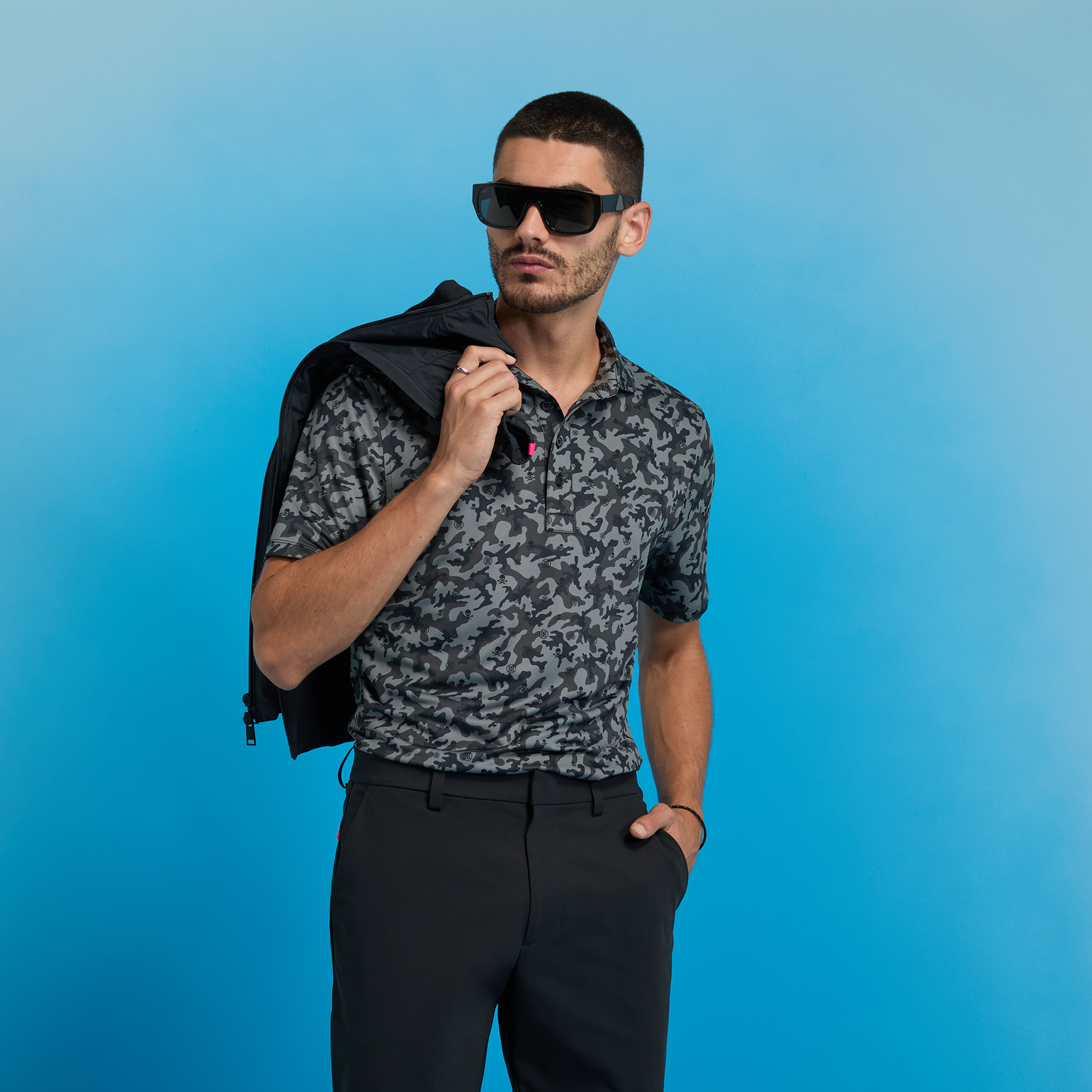 [G FORE] MAPPED ICON CAMO TECH JERSEY MODERN SPREAD COLLAR☆ MAPPED ICON CAMO TECH JERSEY MODERN SPREAD COLLAR POLO