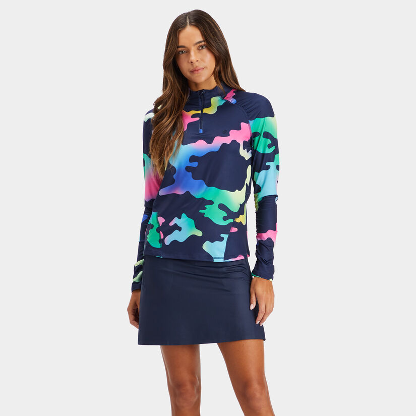 COLOUR BLEND CAMO JERSEY QUARTER ZIP MID LAYER image number 3