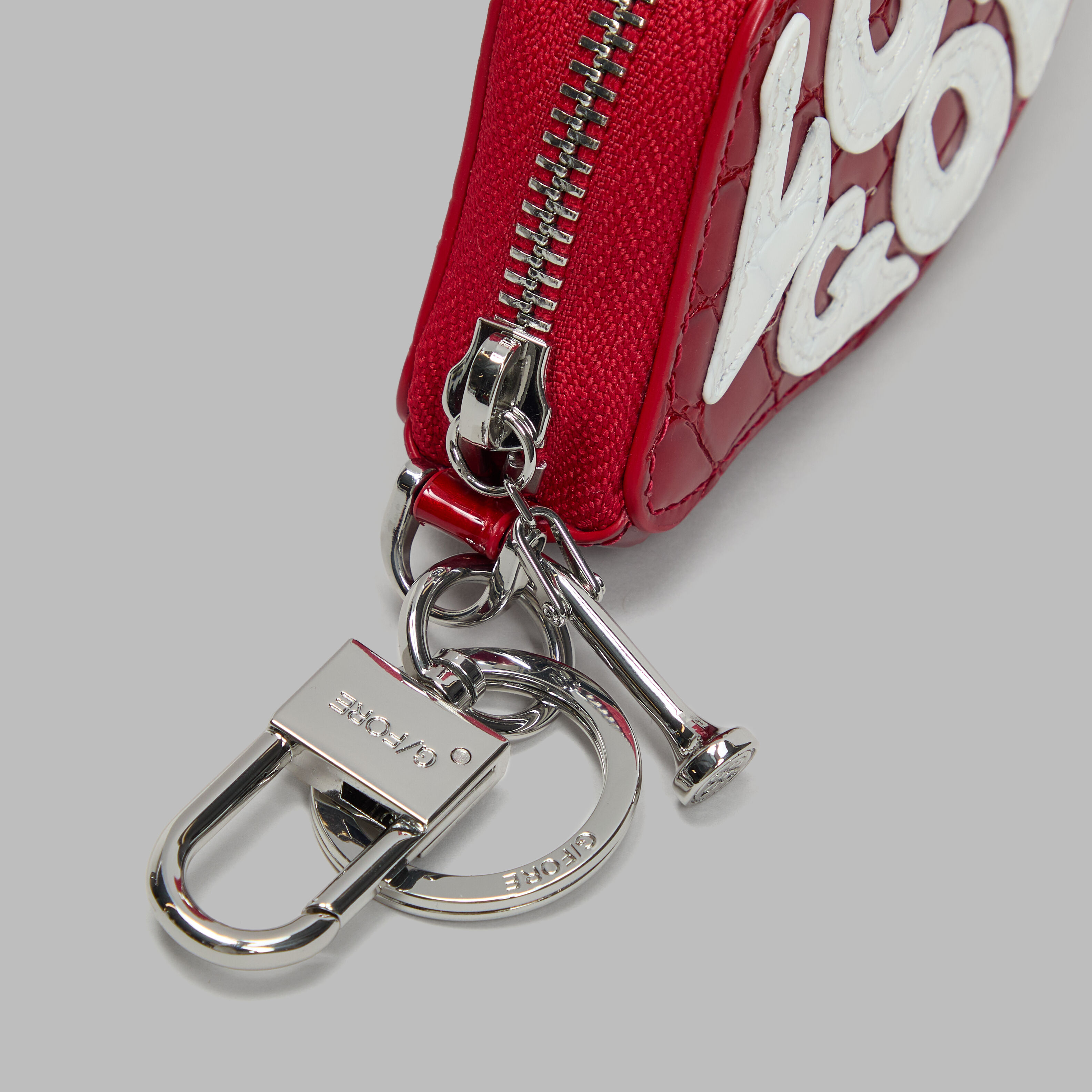 LOVE G CROC-EMBOSSED LEATHER COIN PURSE KEYCHAIN | WOMEN'S