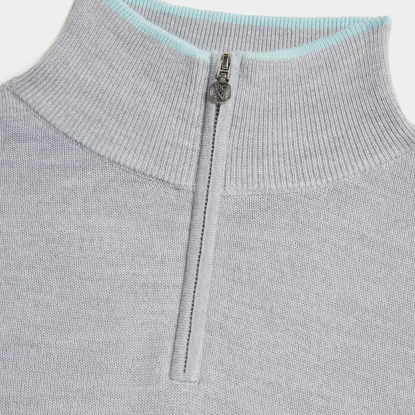 CONTRAST TIPPED MERINO WOOL QUARTER ZIP SWEATER image number 5