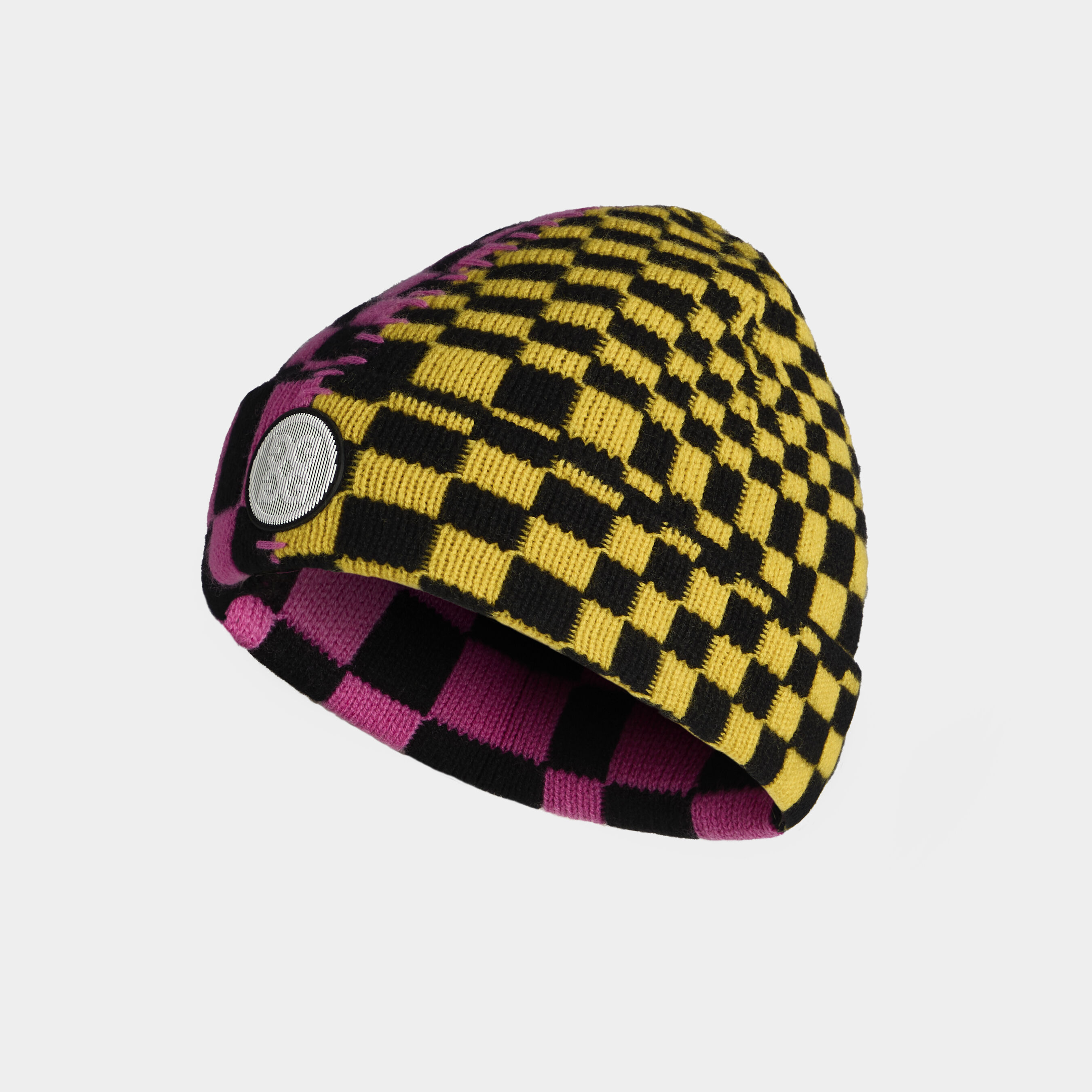 OPEN YY】CHECKER BOARD EARFLAP BEANIE, BLACK (OPEN