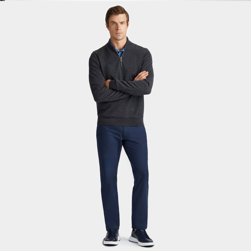 CONTRAST V NECK MERINO WOOL QUARTER ZIP SWEATER image number 3