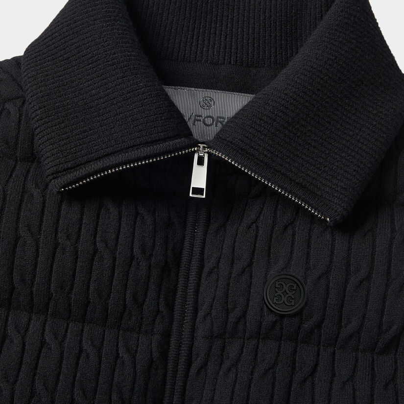 CABLE-KNIT WOOL BLEND DOWN PUFFER VEST image number 5