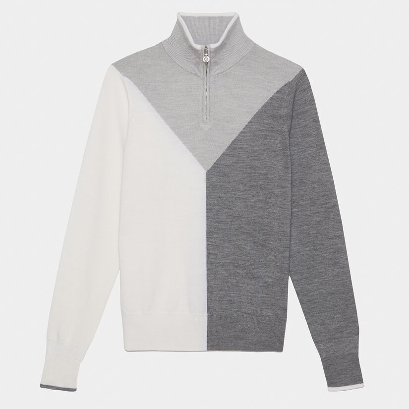 COLOUR BLOCK MERINO WOOL QUARTER ZIP SWEATER image number 1