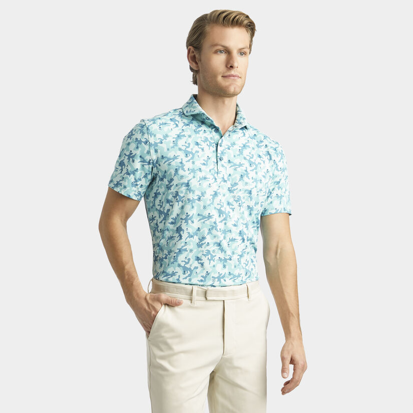 MAPPED ICON CAMO TECH JERSEY MODERN SPREAD COLLAR POLO image number 3