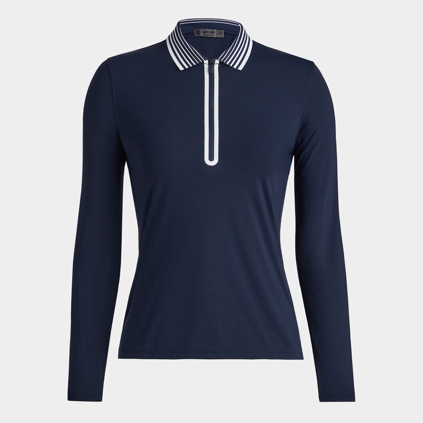 FEATHERWEIGHT SILKY TECH NYLON QUARTER ZIP POLO image number 1