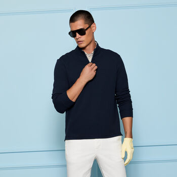 WAFFLE KNIT QUARTER ZIP