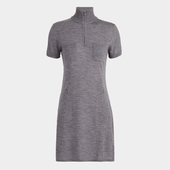 MERINO WOOL QUARTER ZIP POCKET SWEATER DRESS
