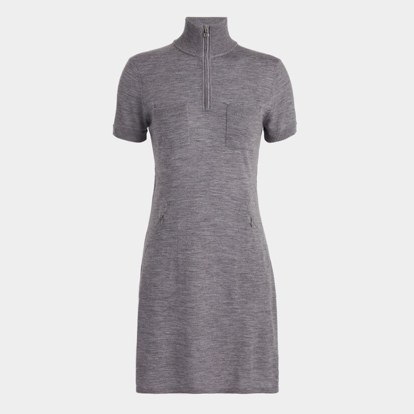 MERINO WOOL QUARTER ZIP POCKET SWEATER DRESS image number 1
