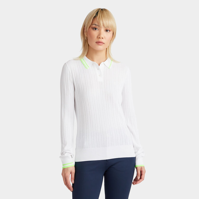 COTTON BLEND RIBBED SWEATER POLO image number 4
