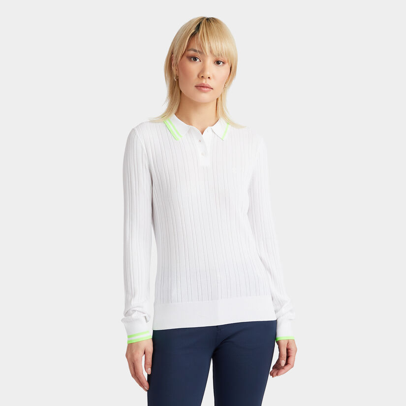 COTTON BLEND RIBBED SWEATER POLO image number 3