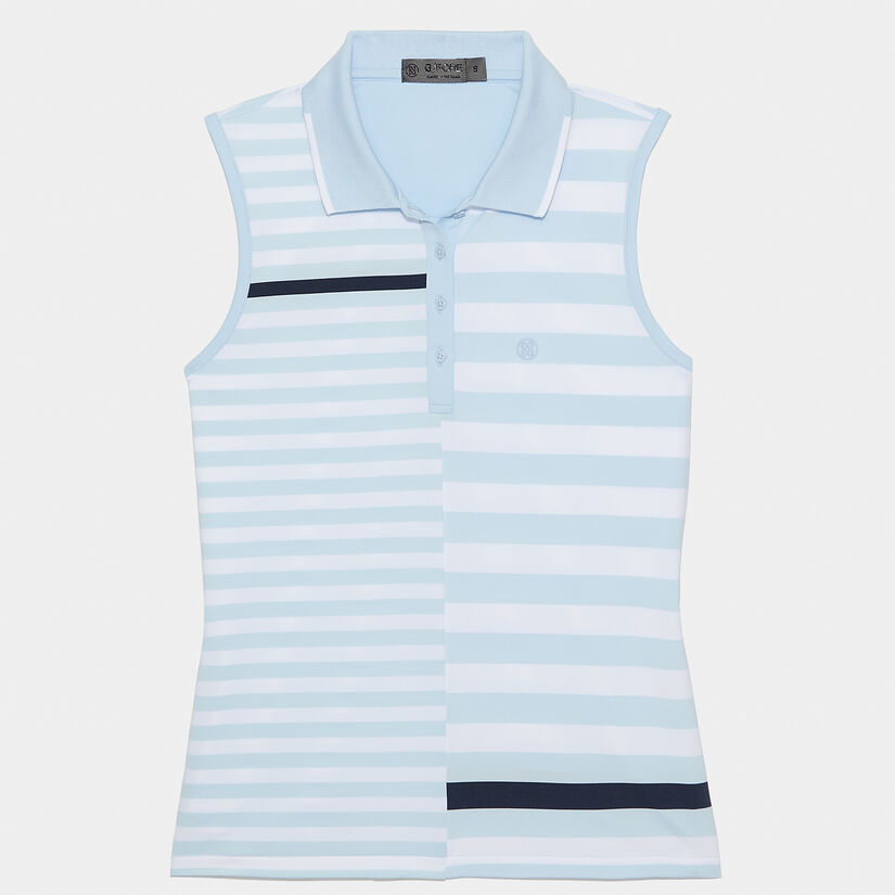 BOLD STRIPE TECH JERSEY SLEEVELESS POLO image number 1