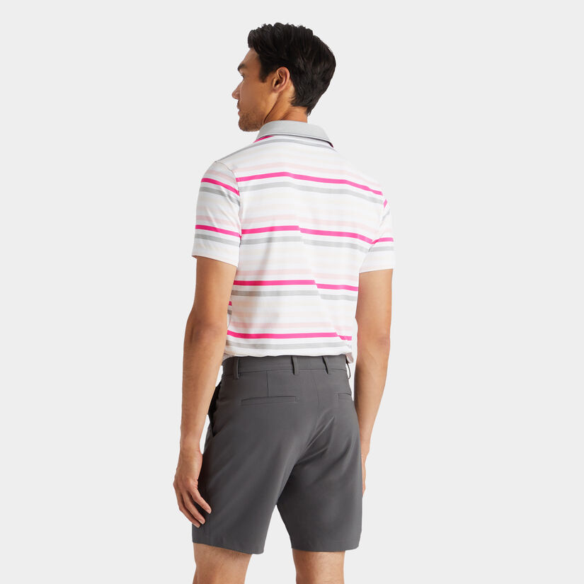 FAVOURITE STRIPE TECH JERSEY MODERN SPREAD COLLAR POLO image number 5
