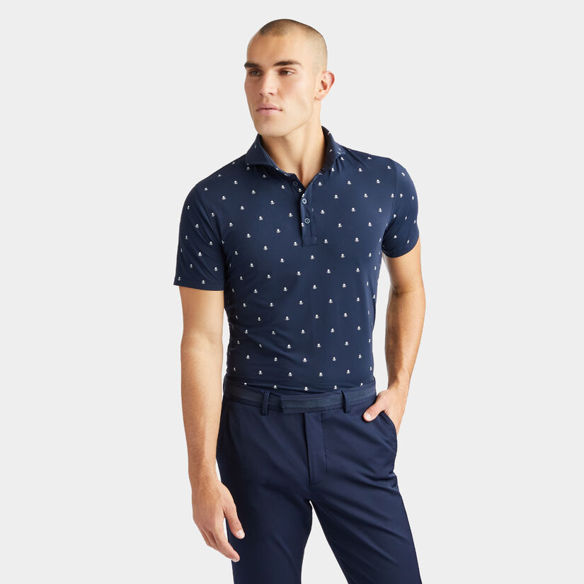 SKULL & T'S ICE NYLON MODERN SPREAD COLLAR POLO image number 3