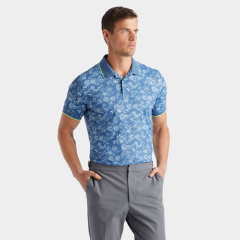 PEONY SKETCH BANDED SLEEVE TECH JERSEY POLO