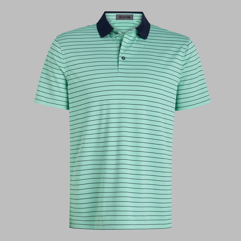 HERRINGBONE STRIPE TECH JERSEY POLO image number 2