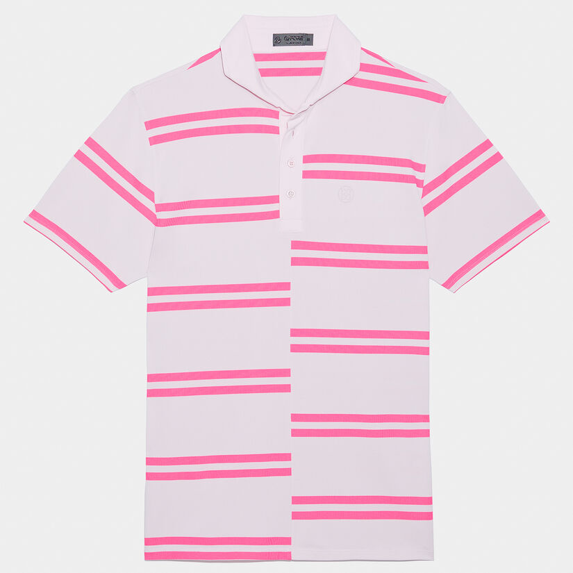 OFFSET STRIPE MODERN SPREAD COLLAR TECH PIQUÉ SLIM FIT POLO image number 1